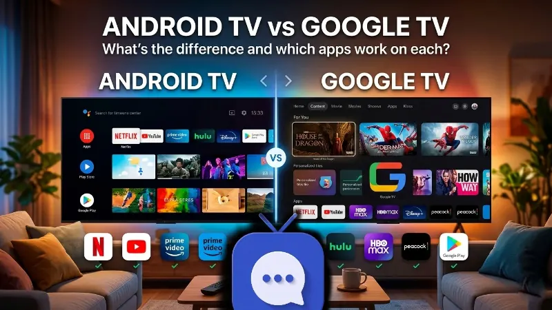 Android TV and Google TV home screens side by side
